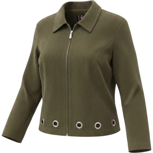 r&k originals Jackets & Blazers - R&K Jacket Women's 14 Olive Green  Fuax-Suede VTG Blazer with retro style rings